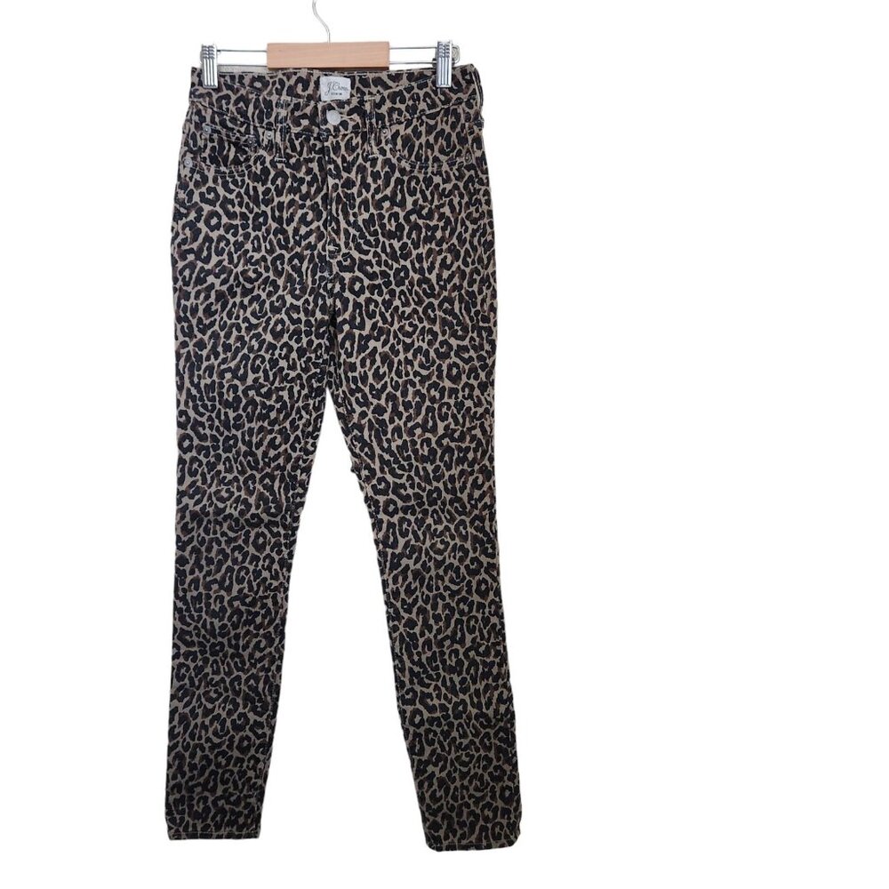 J Crew Womens 10" High Rise Toothpick Skinny Jeans Size 25 Leopard Mobwife